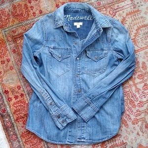 Madewell Western Style Denim Snap Shirt XS